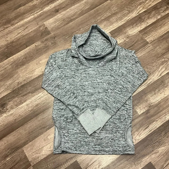 Athleta Batwing & Robin Gray Cowl Neck Sweater Sweatshirt Pullover Kangaroo XS - Picture 2 of 10